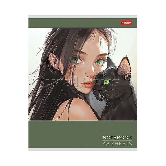 Тетрадь 48л. клетка "Cats and girls" А5 на скобе