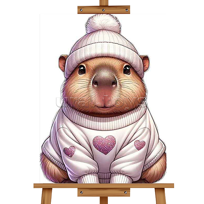 Мозаика алмазная "Капибара в свитере" 20*30см.