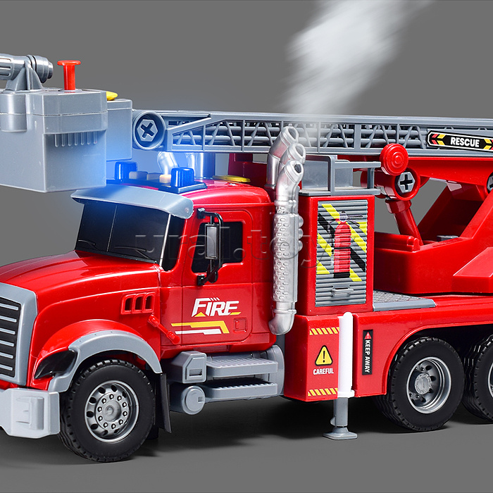 Машина "Пожарная" с лестницей и распылителем воды, на батарейках, в коробке