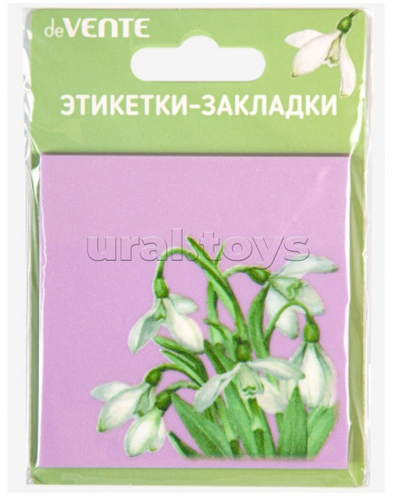 Самоклеящиеся этикетки-закладки "Flower" пластиковые полупрозрачные, 76x76 мм, 50 листов