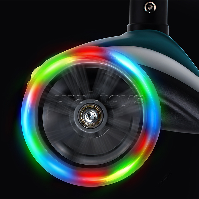 Самокат трёхколёсный ROCKET светящиеся колеса PU, дека, рулевая стойка, цвет бирюзовый