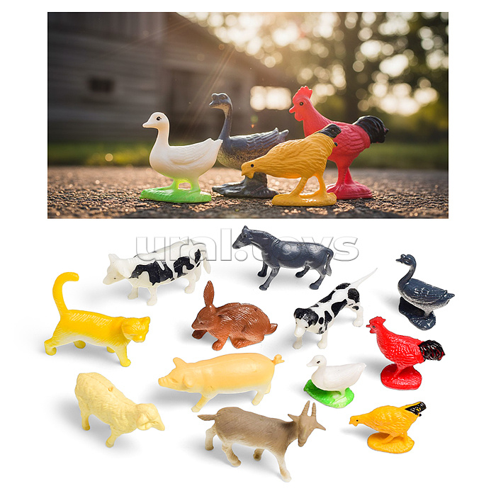 Набор животных "Веселая ферма" (в ассортименте) в пакете