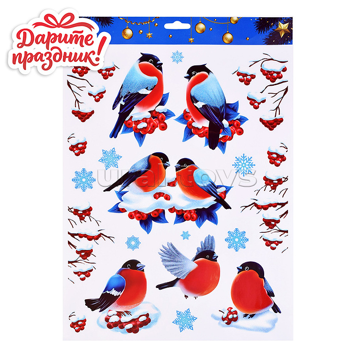 Наклейки для декора "Зимние пташки" 41*29см