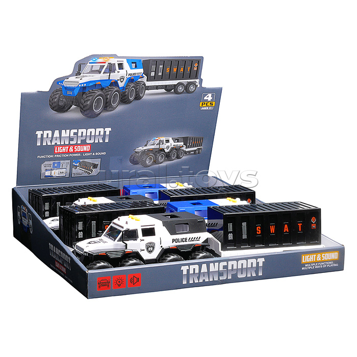 Машина "Полицейский буксир" (свет, звук) в коробке