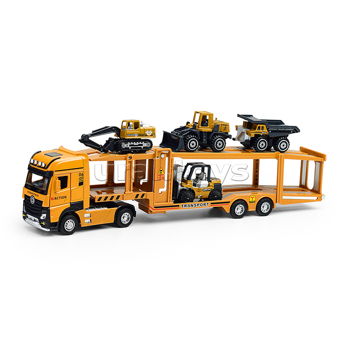 Автовоз со строительными машинами, в коробке