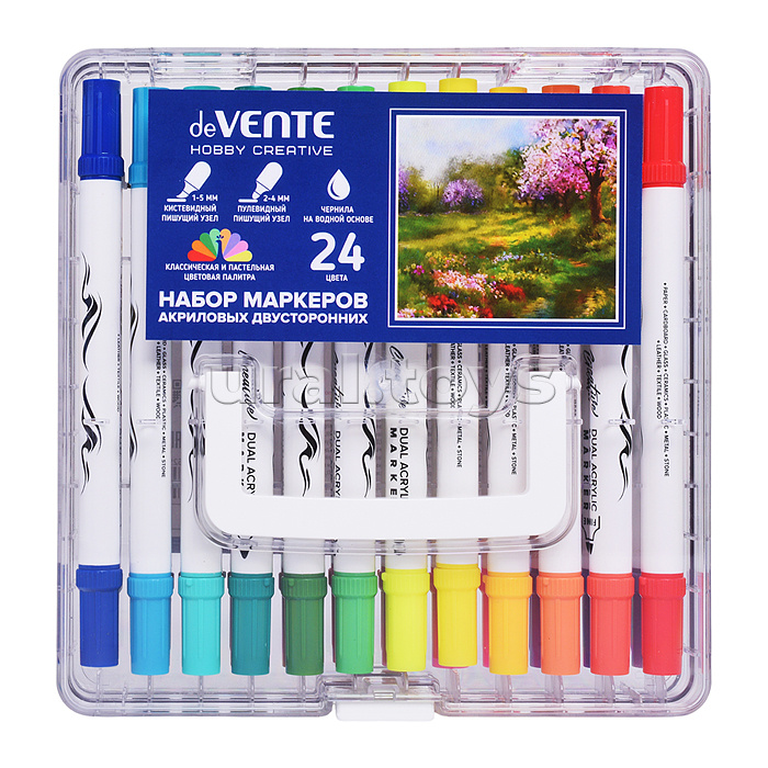 Набор маркеров акриловых "HOBBY CREATIVE. Classic&Pastel" 24 цвета, двусторонние