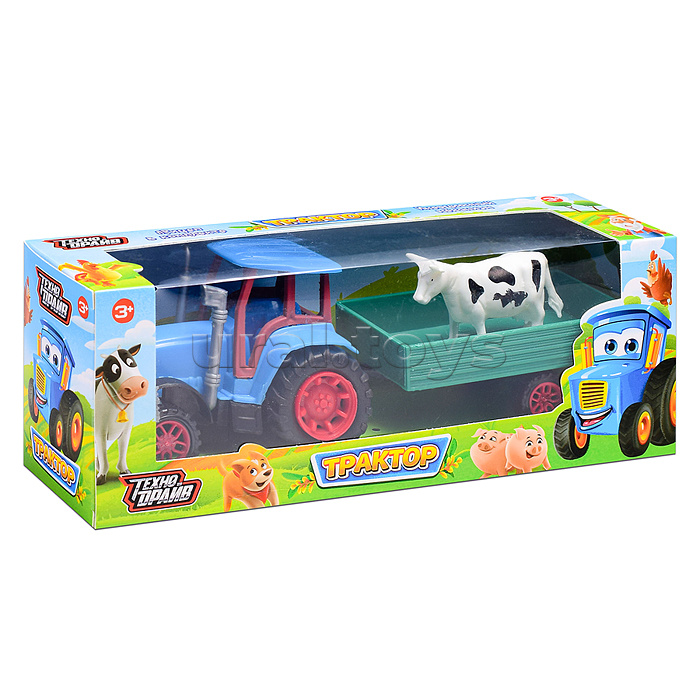 Трактор с прицепом, фигурка, коробка 30*8*10,5 см