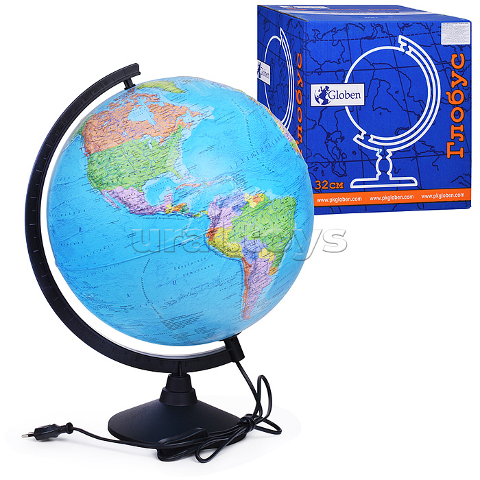 Глобус Земли политический 320мм с подсветкой Рельефный Классик