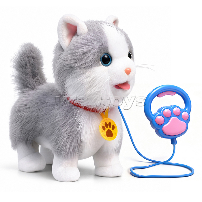 Кошка с поводком-лапкой, цвет микс
