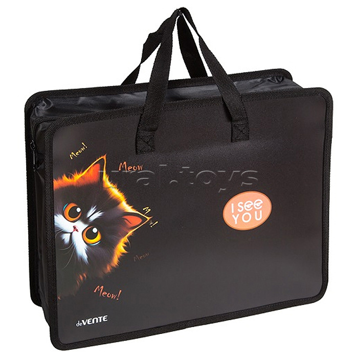 
Папка для тетрадей, ИЗО и технологии "I See You" A4 (33,5x26x10 см) с текстильным расширением 10 см, на молнии сверху, пластик 400 мкм, текстильные ручки, в пластиковом пакете