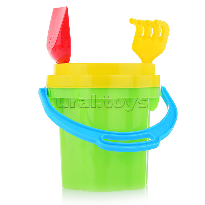 Песочный набор №106 (ведро 0,3 л, сито, совок, грабли, машинка "Бублик")
