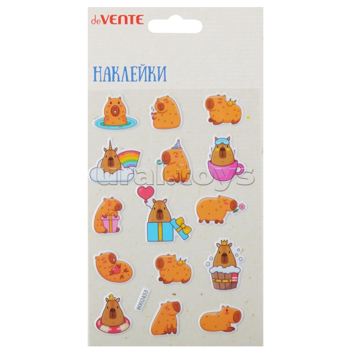 Наклейки мягкие "Капибара" размер карточки 10x15 см, puff, объемные, многоразовые Наклейки мягкие "Капибара" размер карточки 10x15 см, puff, объемные, многоразовые