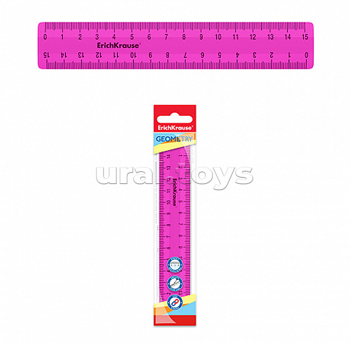 Линейка пластиковая Caribbean Sunset, 15см, маджента, во флоупаке