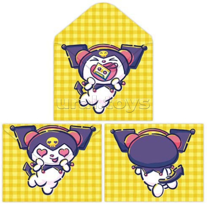 Папка-конверт на кнопке А5, пластик, "Куроми" 180 мкм, двусторонняя печать