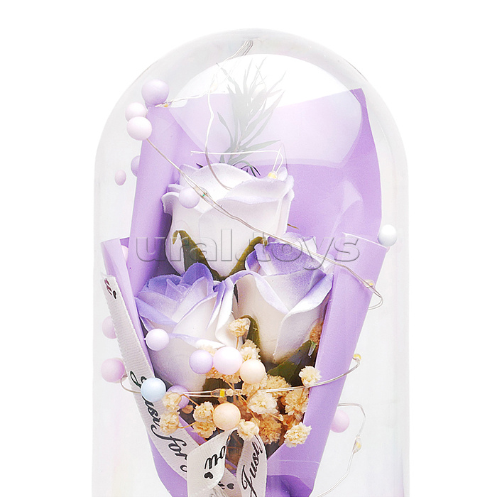 Светильник "Букет роз" в коробке (сиреневый)