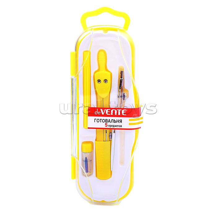 Готовальня (5 предметов) цветной корпус, ассорти 3 цвета