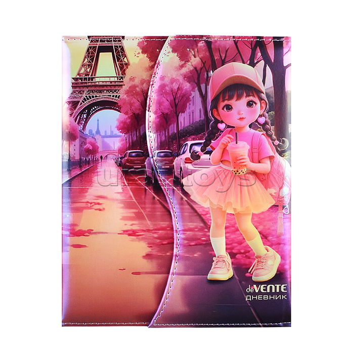 Дневник 1-11кл. "Chic City Girls" универсальный блок, 48 листов, белая бумага 80 г/м², печать в 1 краску, твердая обложка из искусственной кожи с поролоном, цветная печать, фигурная магнитная створка, отстрочка, 1 ляссе