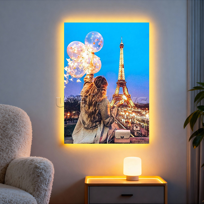 Мозаика алмазная "Париж" (с гирляндой) 20*30см.