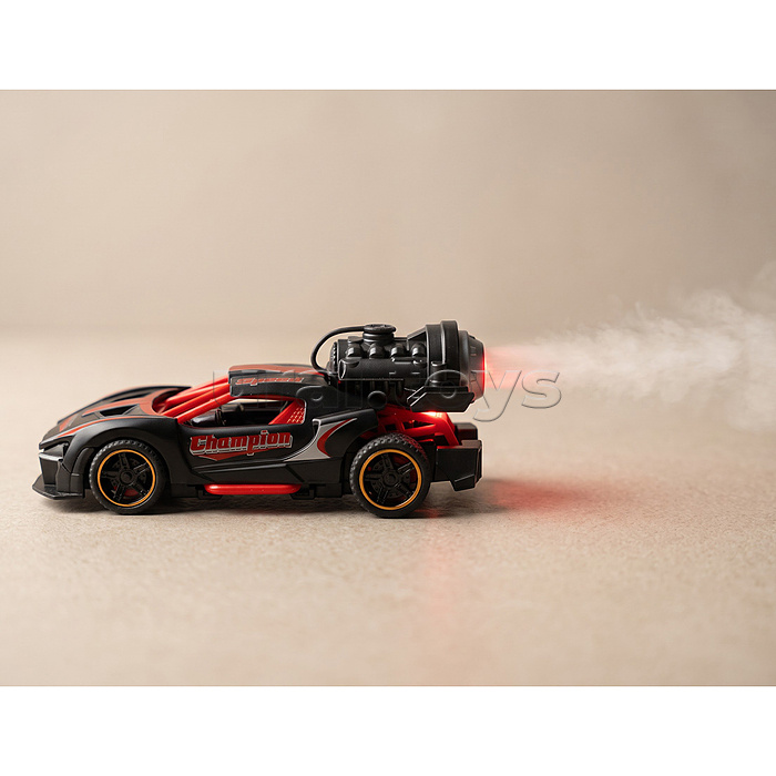 Гоночная машинка свет, звук с имитацией дыма, 1:32, Fast Racers, чёрная