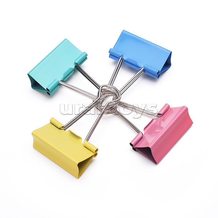 Зажимы для бумаг 41 мм 15 шт., пластиковая коробка, цветные