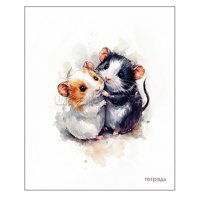 Тетрадь 48л. клетка, блестки, по сериям  "Милые зверята"