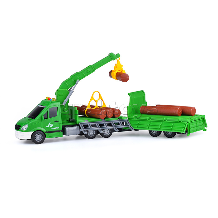 Машина "Лесовоз" на батарейках, в коробке