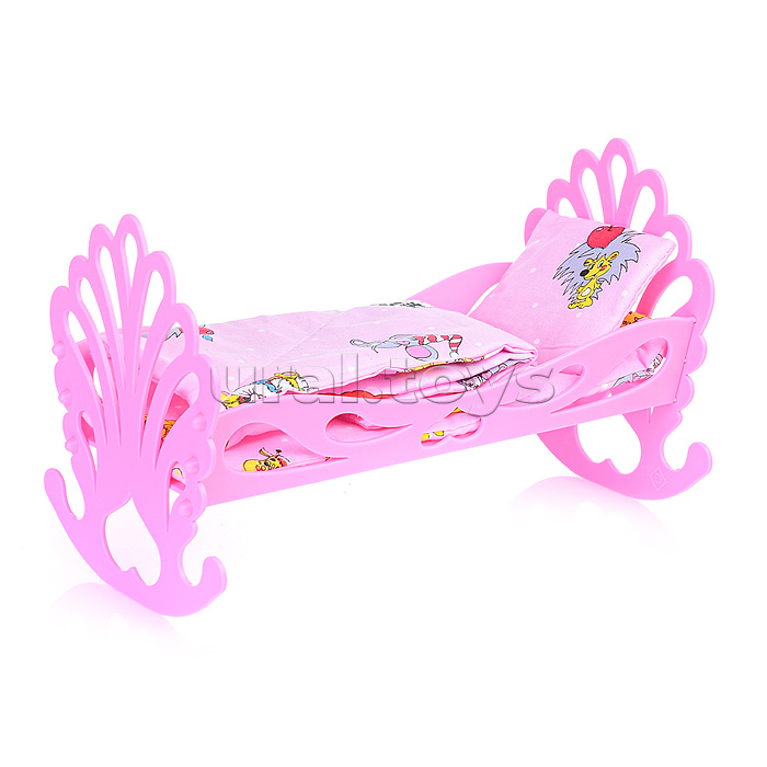 Кровать кукольная с комплектом белья 4 предмета (матрас, подушка, одеяло)