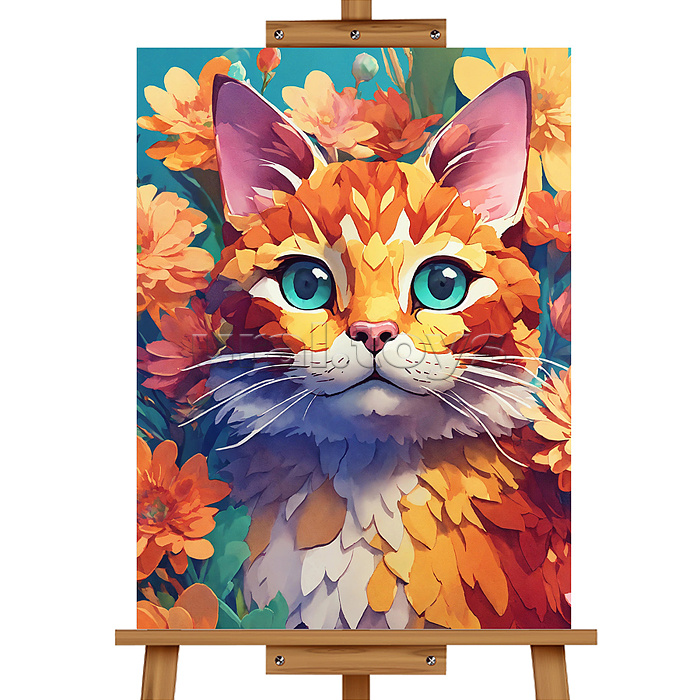 Мозаика алмазная "Пёстрая кошечка" 30*40см