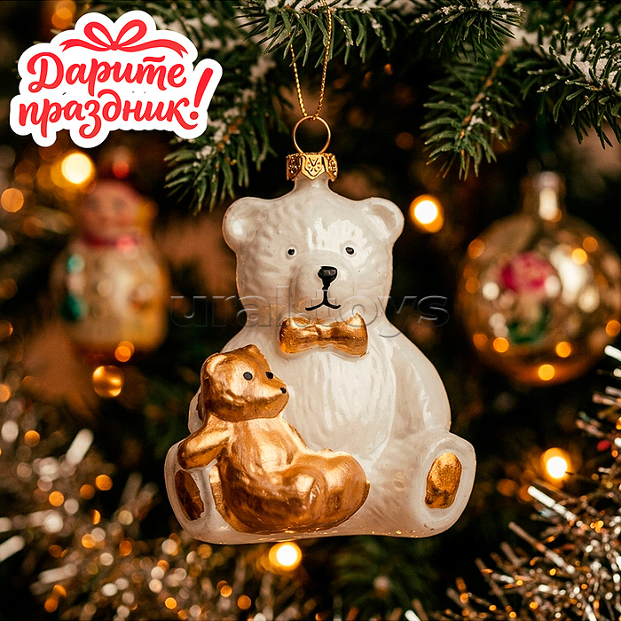 Елочное украшение "Два мишки" (7.4*2.8*14см)