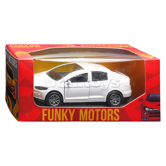 Белая инерционная машинка вид В die-cast , 1:32
