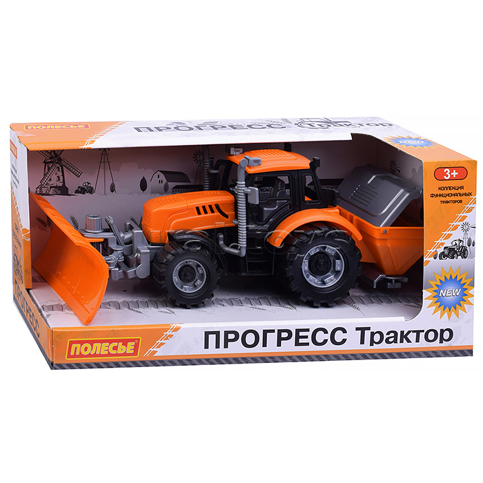 Трактор "Прогресс" снегоуборочный инерционный (оранжевый) (в коробке)