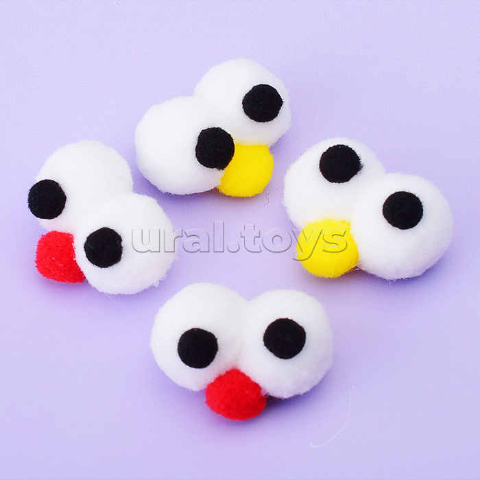 Декоративные украшения "Глазки и носик" 40 мм, в пластиковом пакете с блистерным подвесом, 2шт- красный, 2шт-желтый