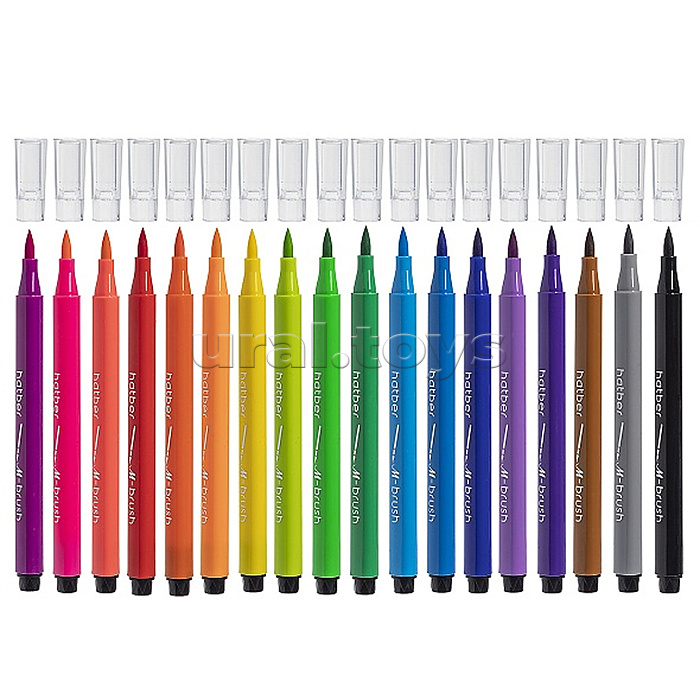 Фломастеры 18 цв. кистевидные M-Brush "Bubble-Tea" в ПВХ чехле с европодвесом