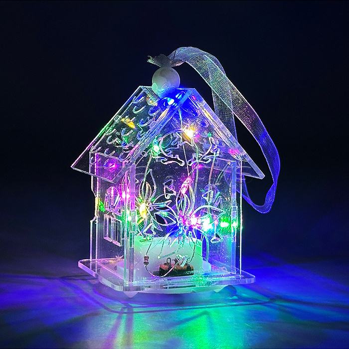 Новогоднее украшение "Домик" (6.5*5см) прозрачный