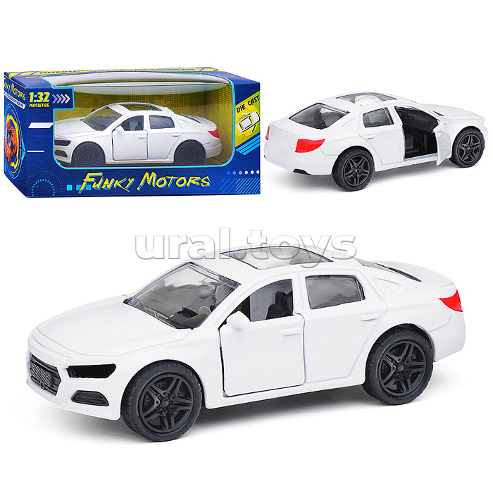 Белая инерционная машинка с люком, die-cast, 1:32, открывающиеся двери Белая инерционная машинка с люком, die-cast, 1:32, открывающиеся двери