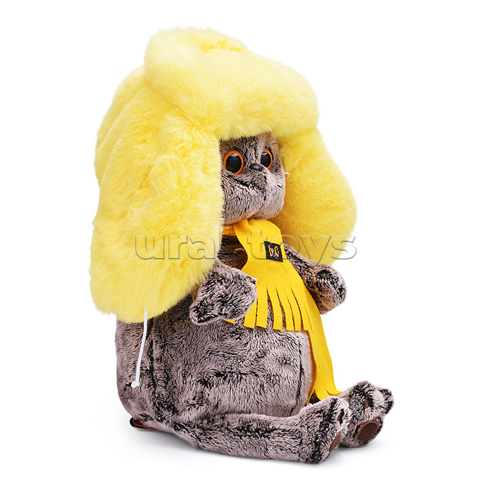 Кот Басик в желтой меховой шапке