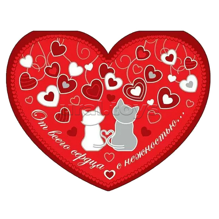 Валентинка-сердечко большая. От всего сердца с нежностью. Выборочный УФ-лак