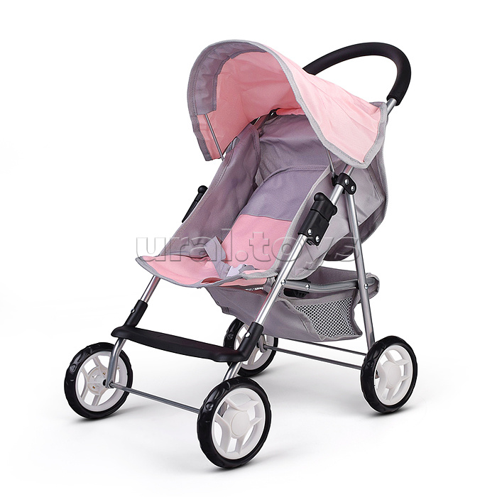 Коляская кукольная металлическая, с корзиной, столиком и козырьком