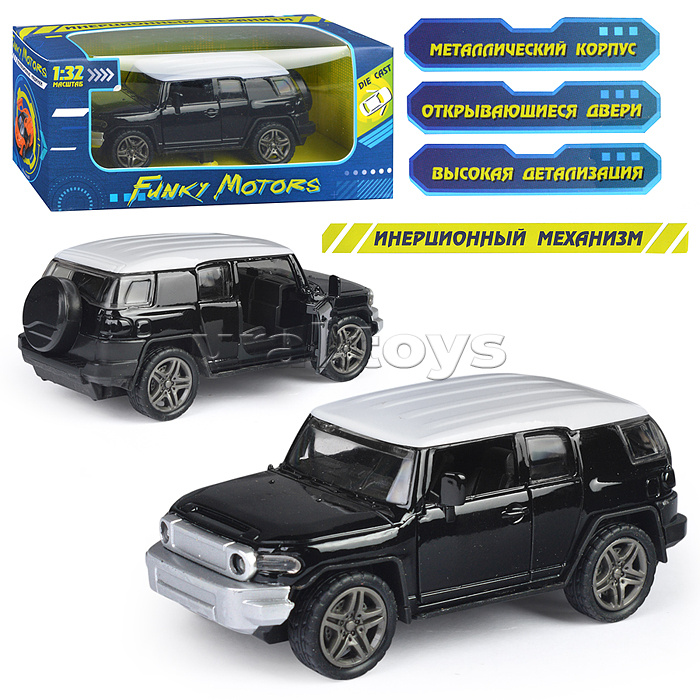 Чёрная инерционная машинка Внедорожник die-cast,1:32, открывающиеся двери