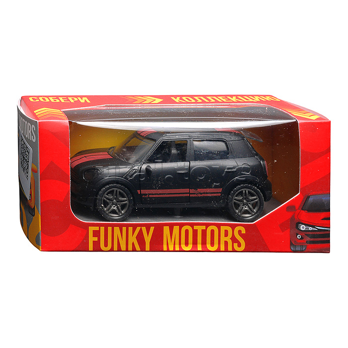 Чёрная с красными полосками инерционная машинка die-cast , 1:32