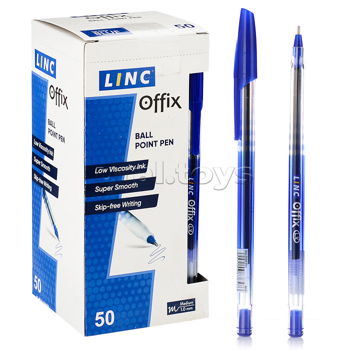 Ручка шариковая Linc offix 1 мм синий прозрачный корпус