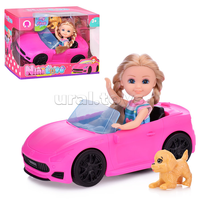 Кукла "Любовь" с автомобилем и питомцем, в коробке