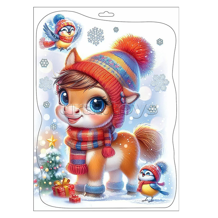 
Двусторонняя наклейка "Пони в шапочке"