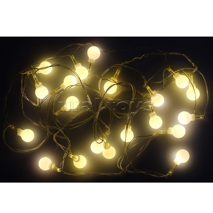 Электрогирлянда "Шарики матовые" 2,2м., 20 ламп, теплый
