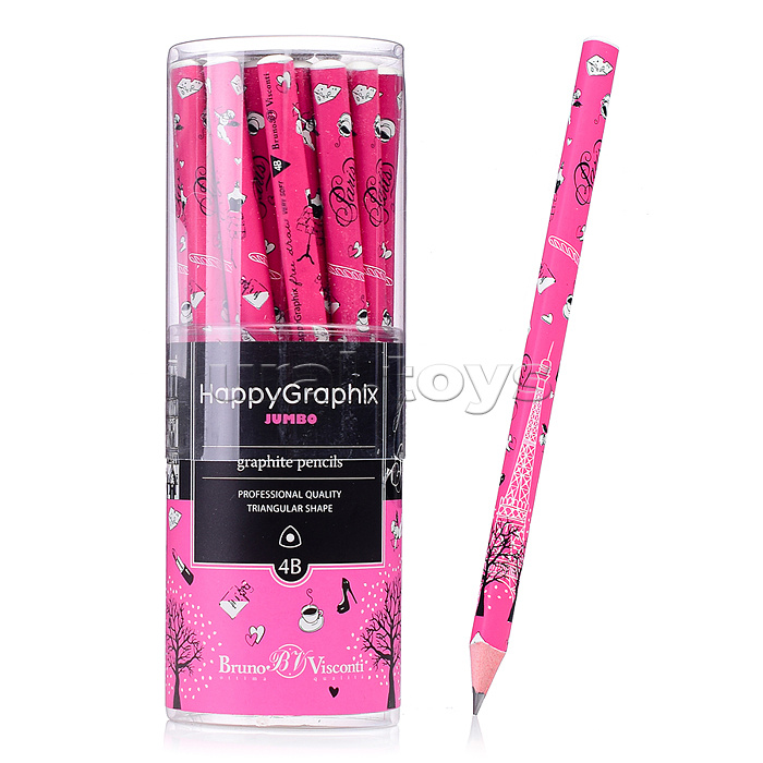 Карандаш чернографитовый "HappyGraphix  Романтическое путешествие. Париж" 4В супер мягкий, 3,5 мм