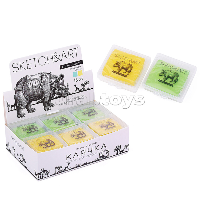 Ластик-клячка художественный "Sketch&Art" желтый/зеленый, в пластиковой коробочке Ластик-клячка художественный "Sketch&Art" желтый/зеленый, в пластиковой коробочке