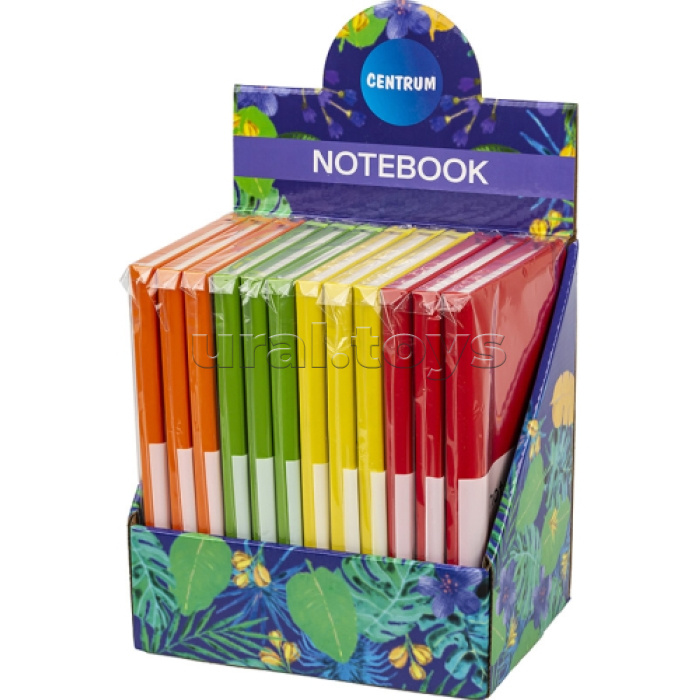 Блокнот А5 80л. "Multicolor в линейку в твердом переплете, на резинке, 77г/м2, цвета в ассортименте(красный, оранжевый, желтый, зеленый), в дисплее