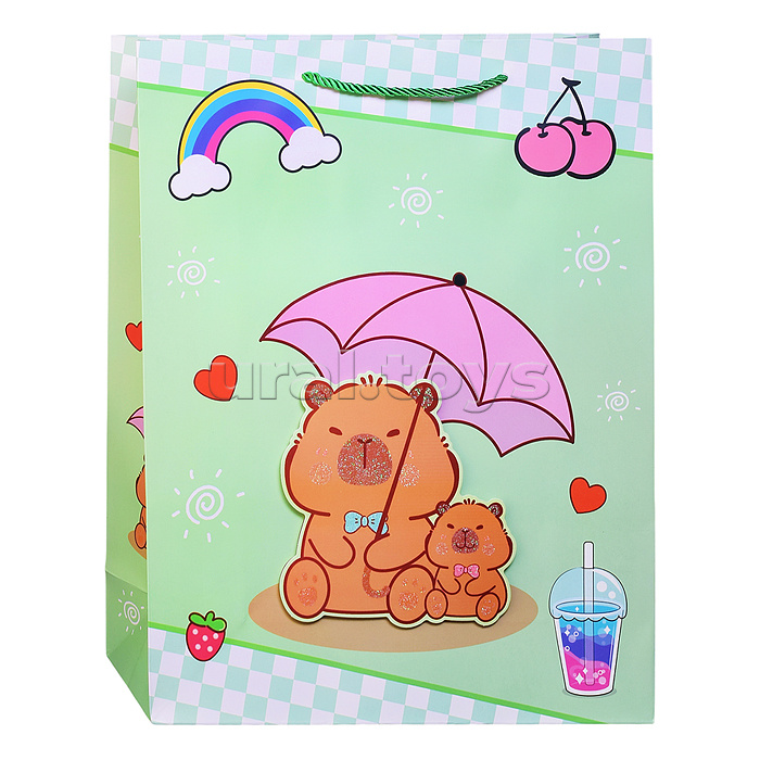 Пакет подарочный "Милая капибара" 31*12*40см