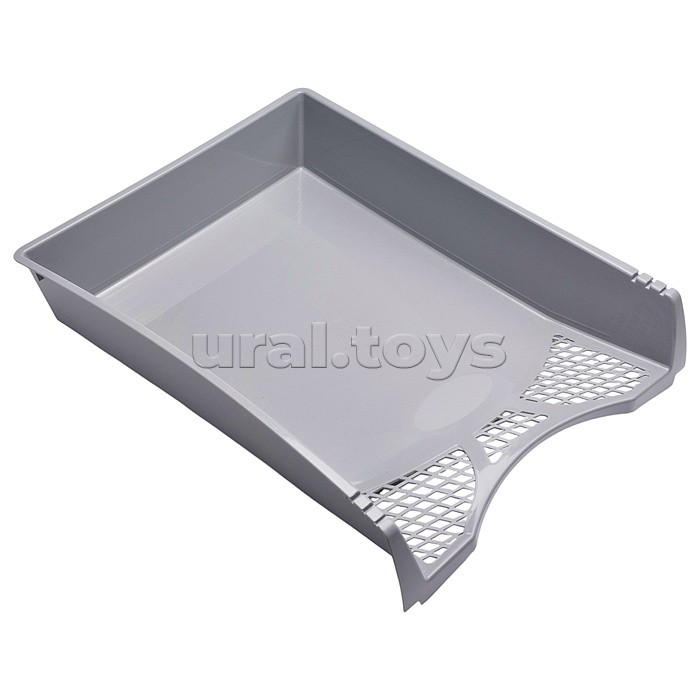 Лоток для бумаг горизонтальный "Simple" размер 33x26x6 см, непрозрачный серый