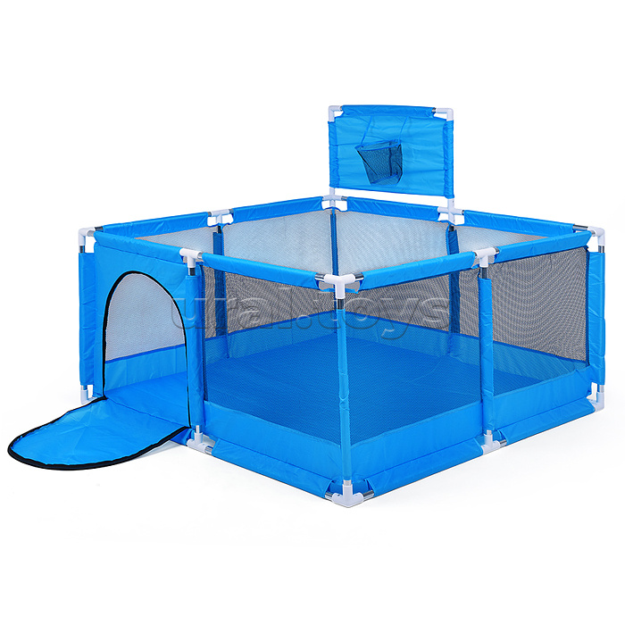 Манеж детский квадратный с баскетбольным кольцом (128*128*65) цвет синий